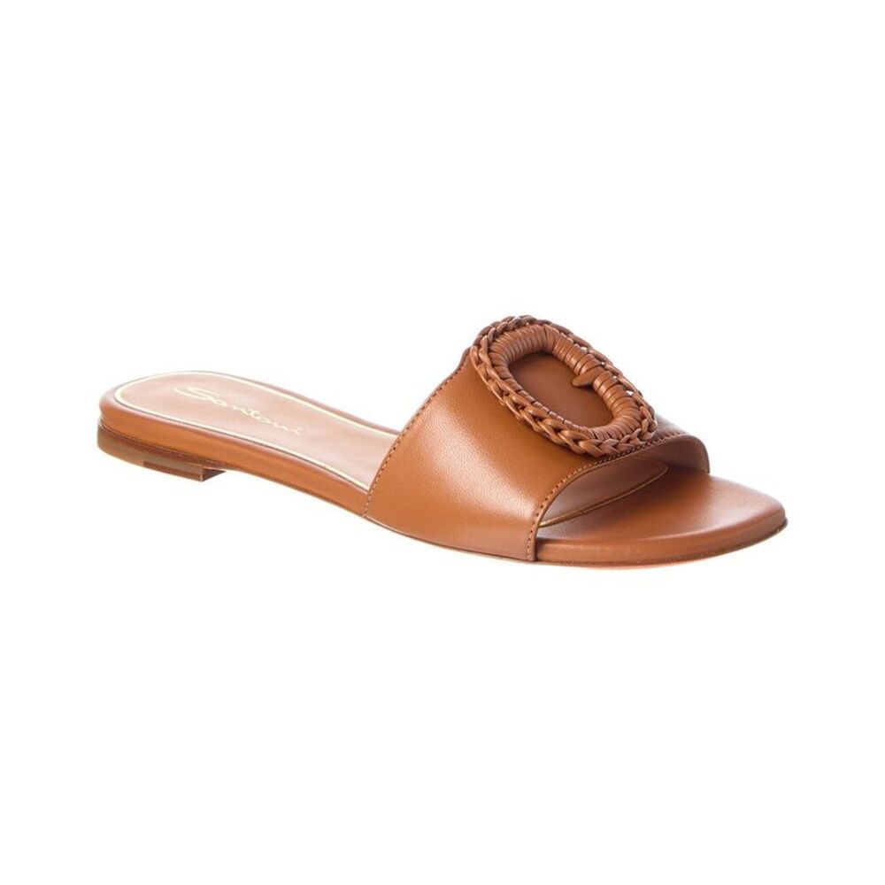 Santoni Leather Sandal, Brown